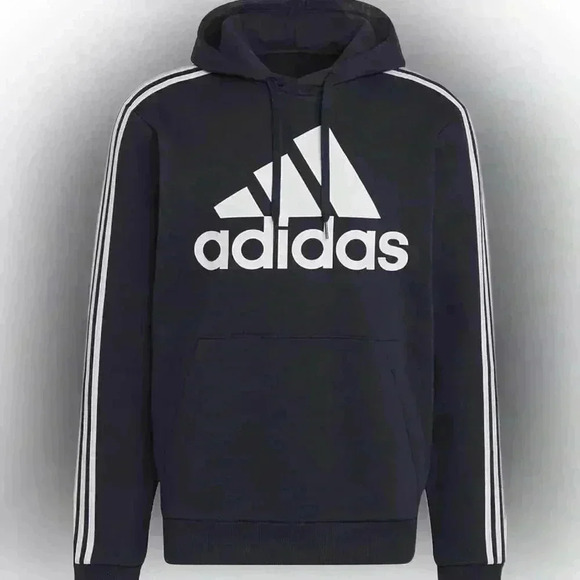 Adidas Men's 3-Stripes Fleece Hooded Sweatshirt Dark Blue - Picture 1 of 10